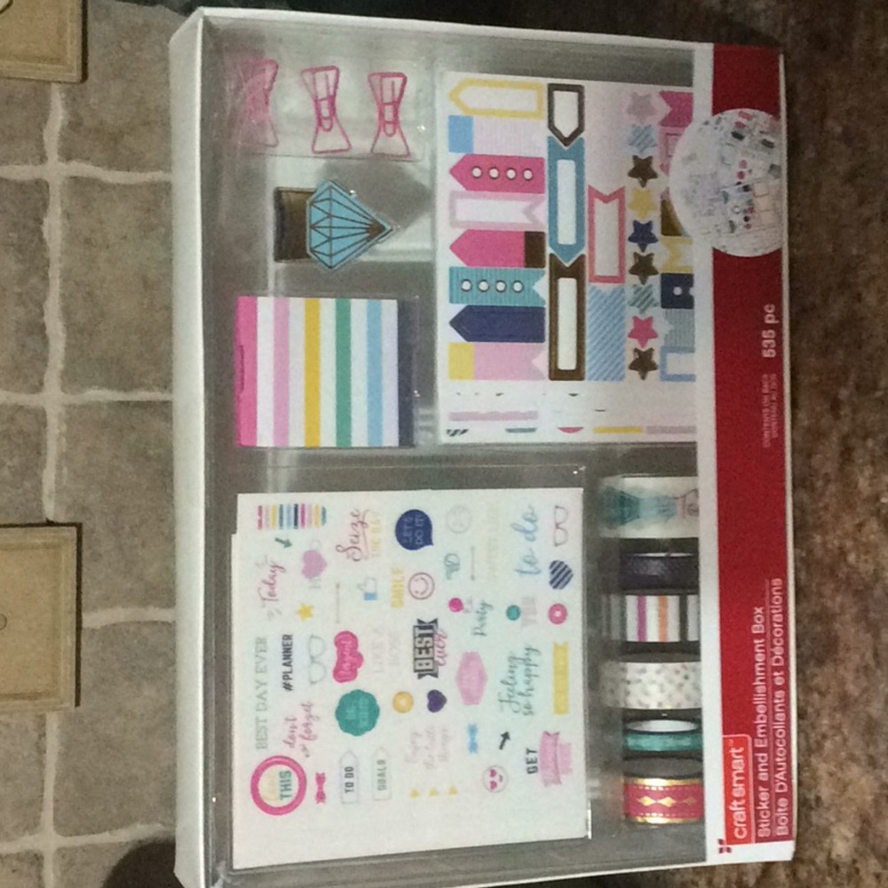 2/$10, 3/$15, 4/$18, 5/$20  Sticker And Embellishment Box